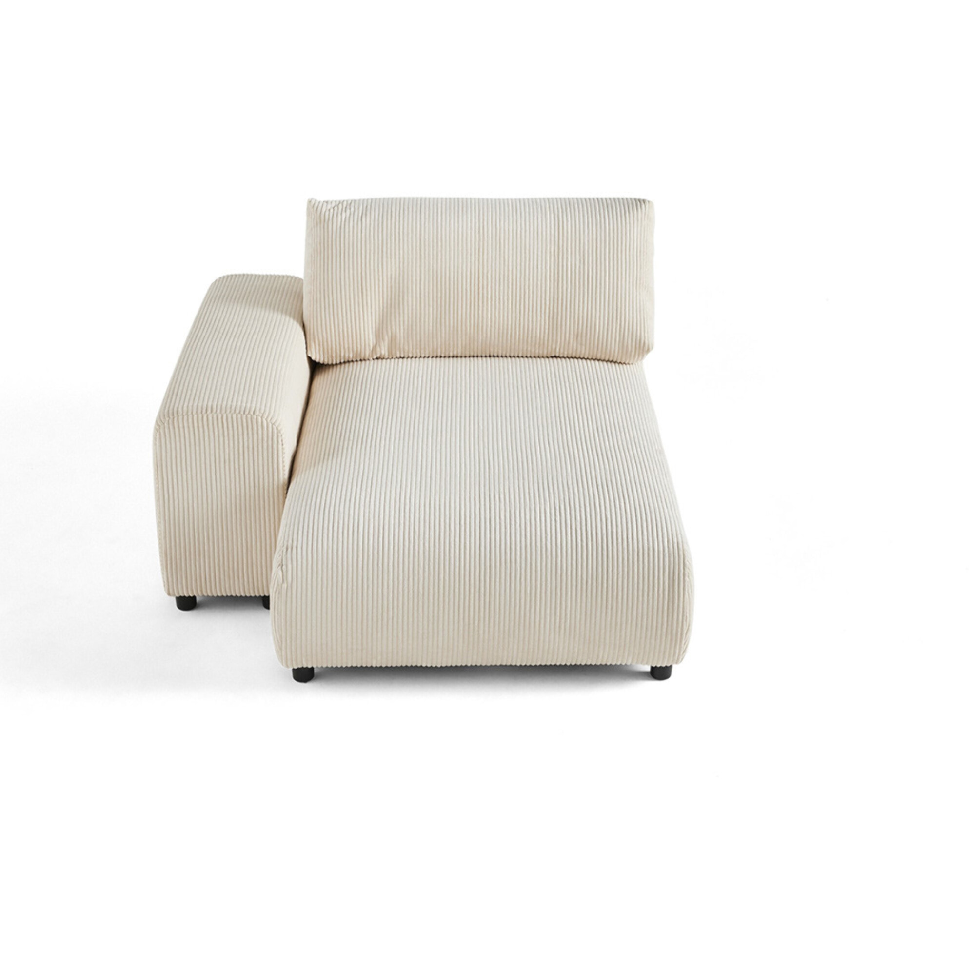 Garance - module d'assise méridienne gauche - en velours côtelé - Beige