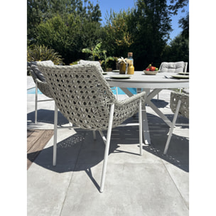 ELBA - Ensemble repas de jardin 6 places - Blanc
