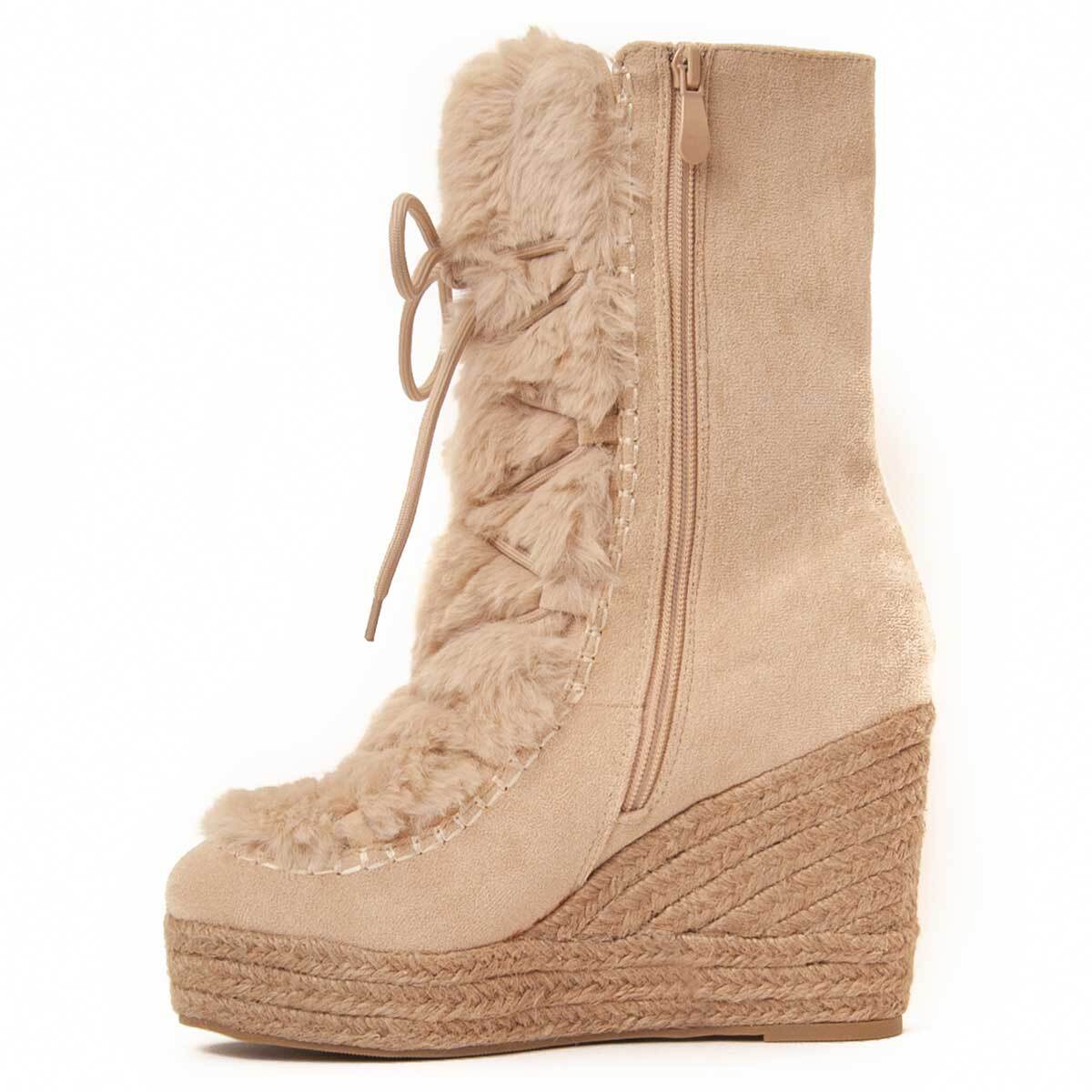 Bota de cuña - Beige - Altura: 10 cm