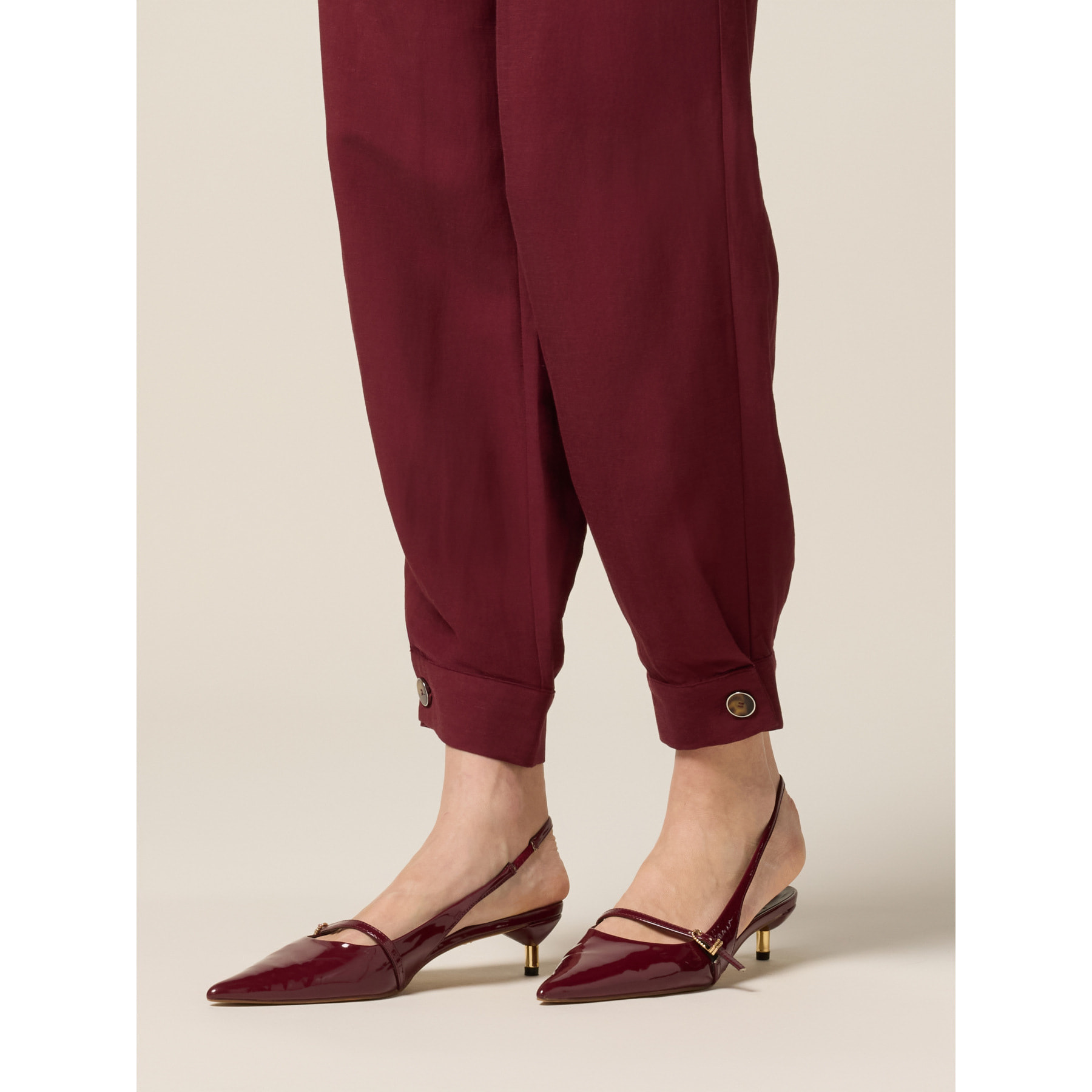 Oltre - Pantaloni baggy in lino/viscosa - Bordeaux