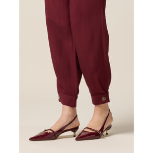 Oltre - Pantaloni baggy in lino/viscosa - Bordeaux