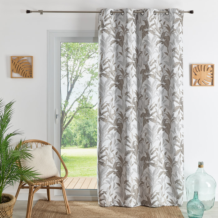 Rideau Jacquard Motif Jungle - Blanc