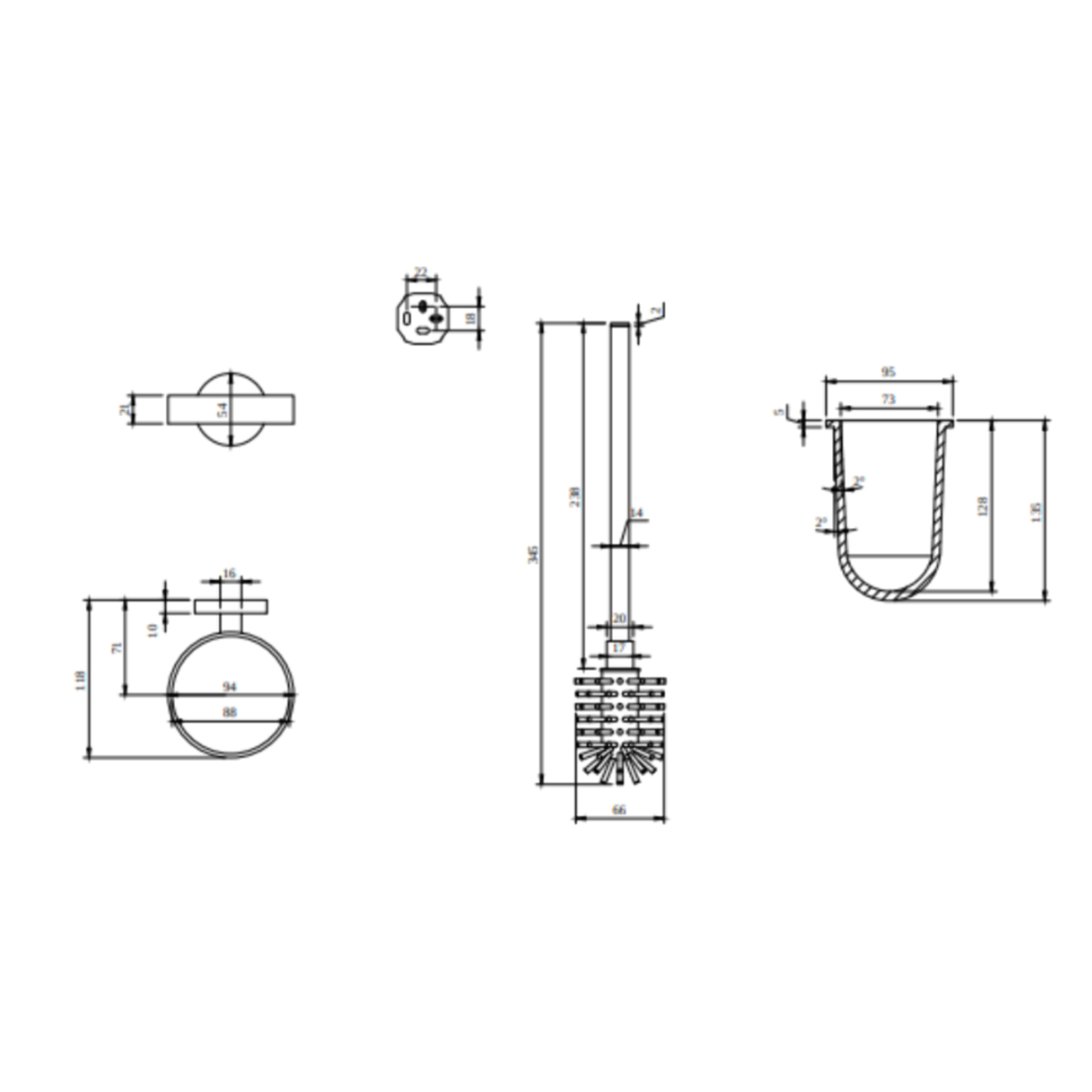 Dérouleur de papier toilette sans couvercle + Ensemble brosse WC VILLEROY & BOCH Elements Tender