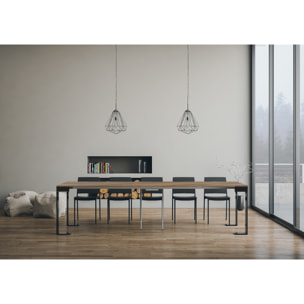 Console extensible 90x40/300 cm Tecno Evolution Noyer cadre Anthracite