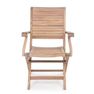 Set di 2 sedie con braccioli GALILEA in legno teak, pieghevoli