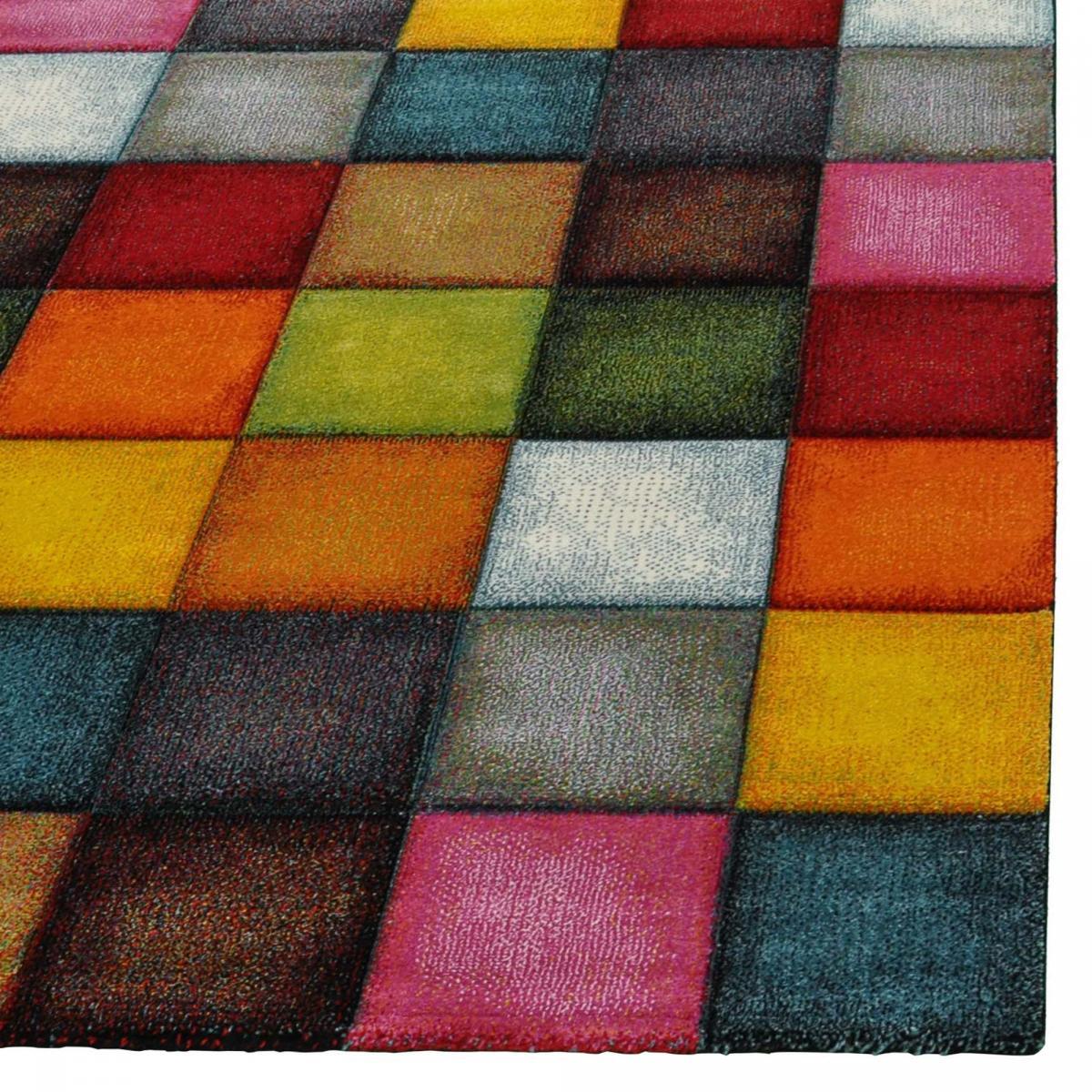 Tapis salon et chambre tissé motif damier BEFI