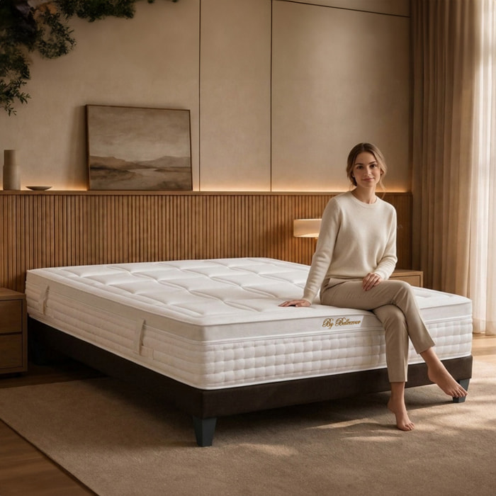 Matelas Empereur, Soutien Ferme, 33 cm, Gel & Mémoire de Forme, Fabrication Française, Déhoussable