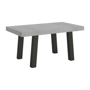 Table extensible 90x160/420 cm Bridge Gris Béton cadre Anthracite