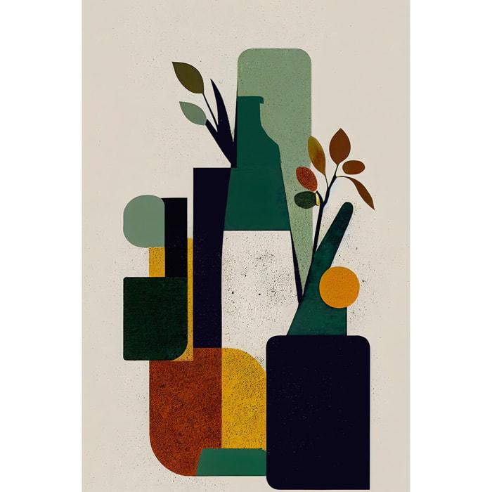 Tableau bouteille et plante  Toile imprimée