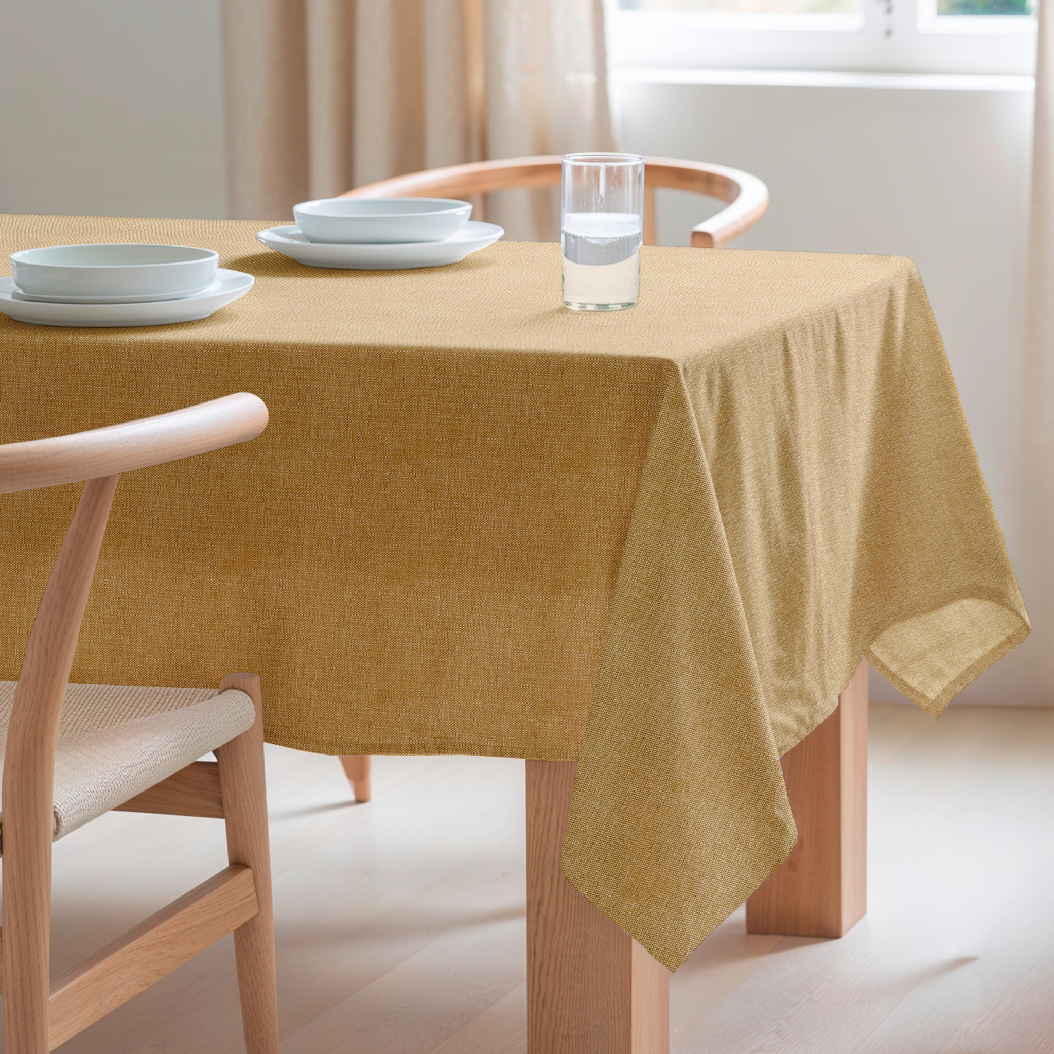 Nappe jacquard unie antitache INDRA OCRE