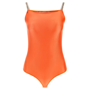 Body in jersey con scollo dritto e spalline elasticizzate
