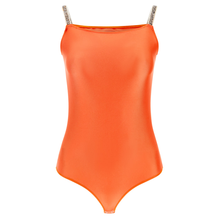 Body in jersey con scollo dritto e spalline elasticizzate