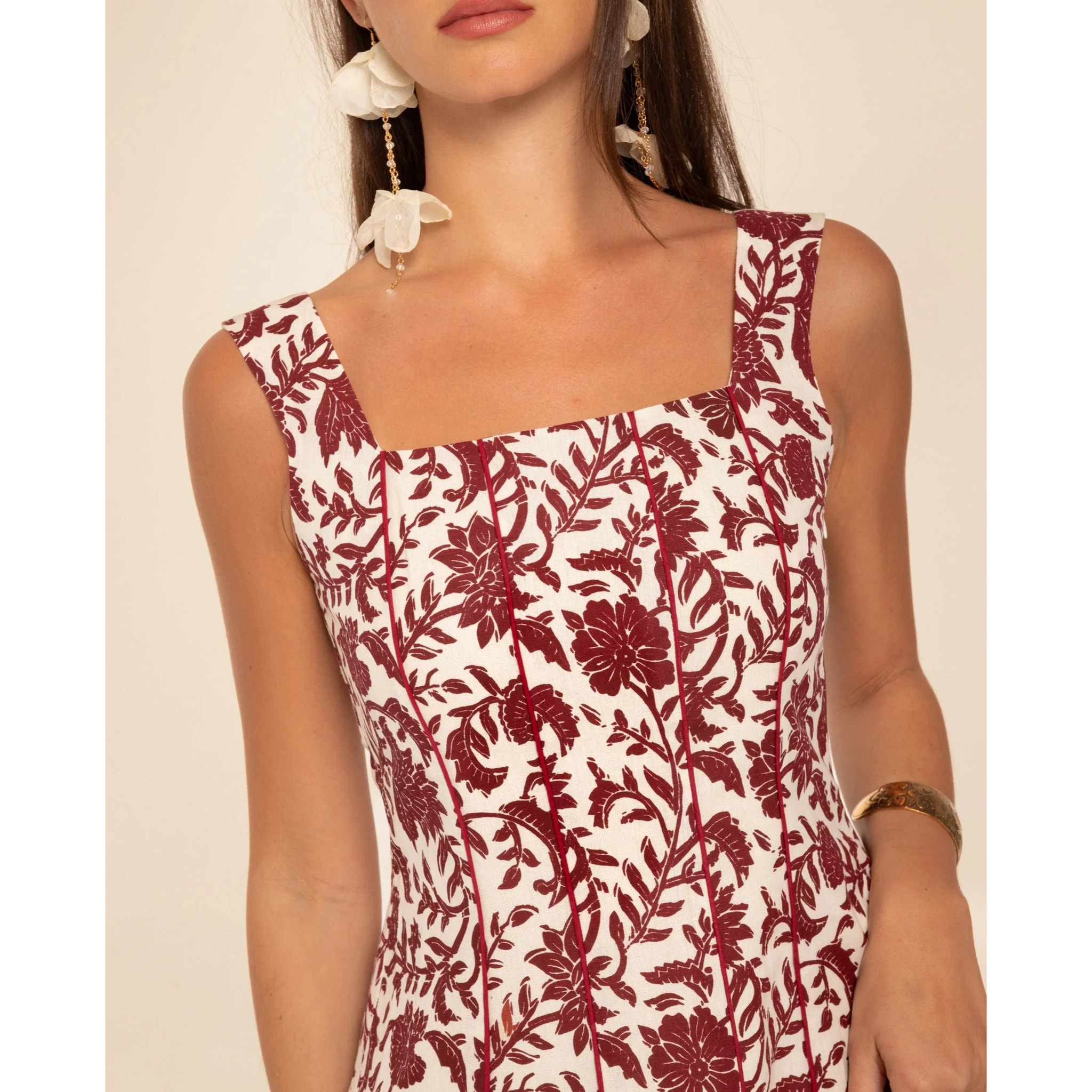 Top estilo corset de tirantes con lino de mujer
