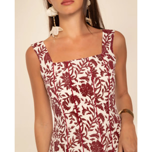 Top estilo corset de tirantes con lino de mujer