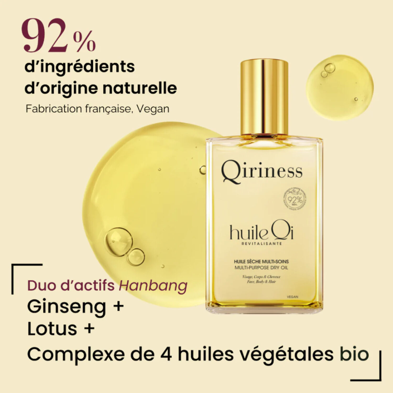Rituel Qi Corps  - Coffret Huile Qi Revitalisante 100 ml + 2Wraps