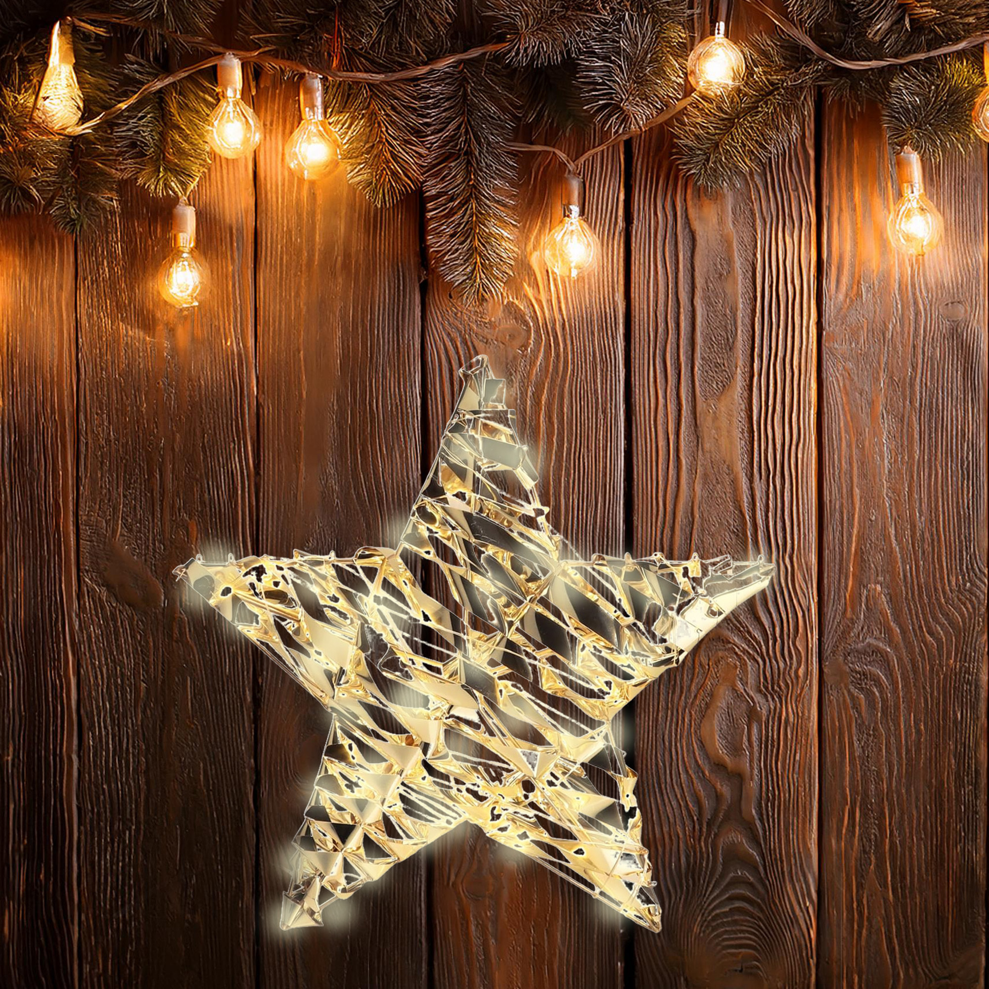 decoración colgante con forma de estrella con 40 luces micro led 30x8x30cm