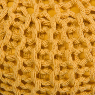 Pouf tricot jaune moutarde Elisa D40 cm