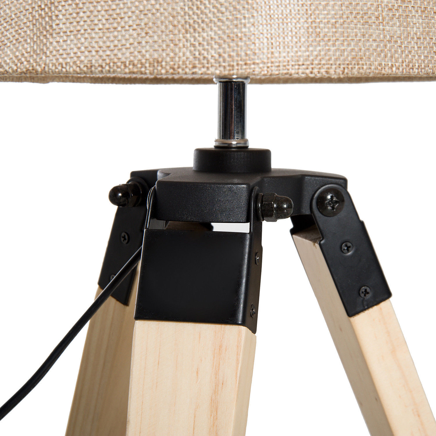 Lámpara de Mesa Moderna y Original con Trípode E27 40W 24x24x45cm Madera + Lino