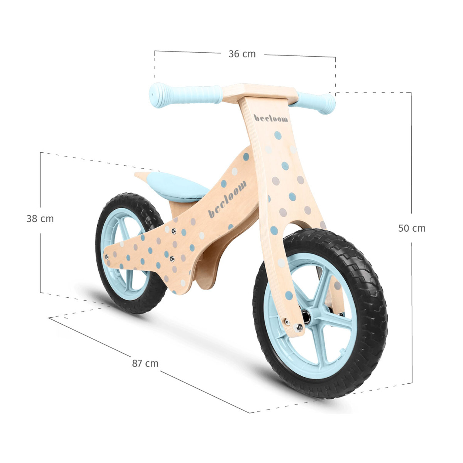 Bicicleta sin pedales BUBBLE BIKE bici infantil de madera diseño azul