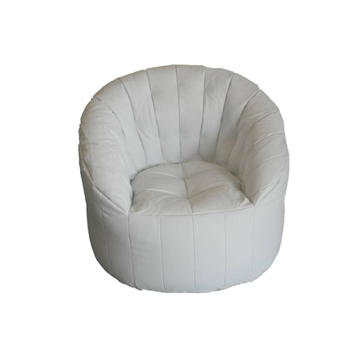Poltrona Amenso, Seduta imbottita, Divano singolo da salotto, Sedia con braccioli, Made in Italy, 80x80 h80 cm, Bianco