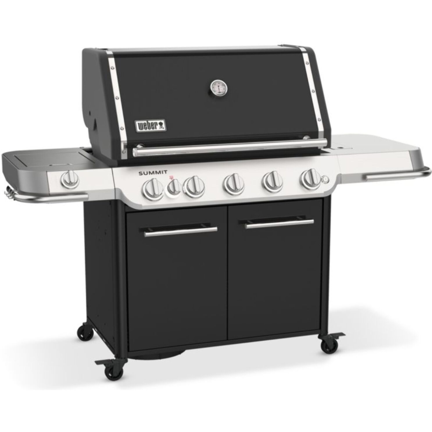 Barbecue gaz WEBER Summit FS38 E black 5 brûleurs sur chariot, 91x49 cm réchaud latéral