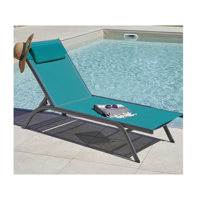 Transat de jardin en aluminium - bleu canard - MALTA