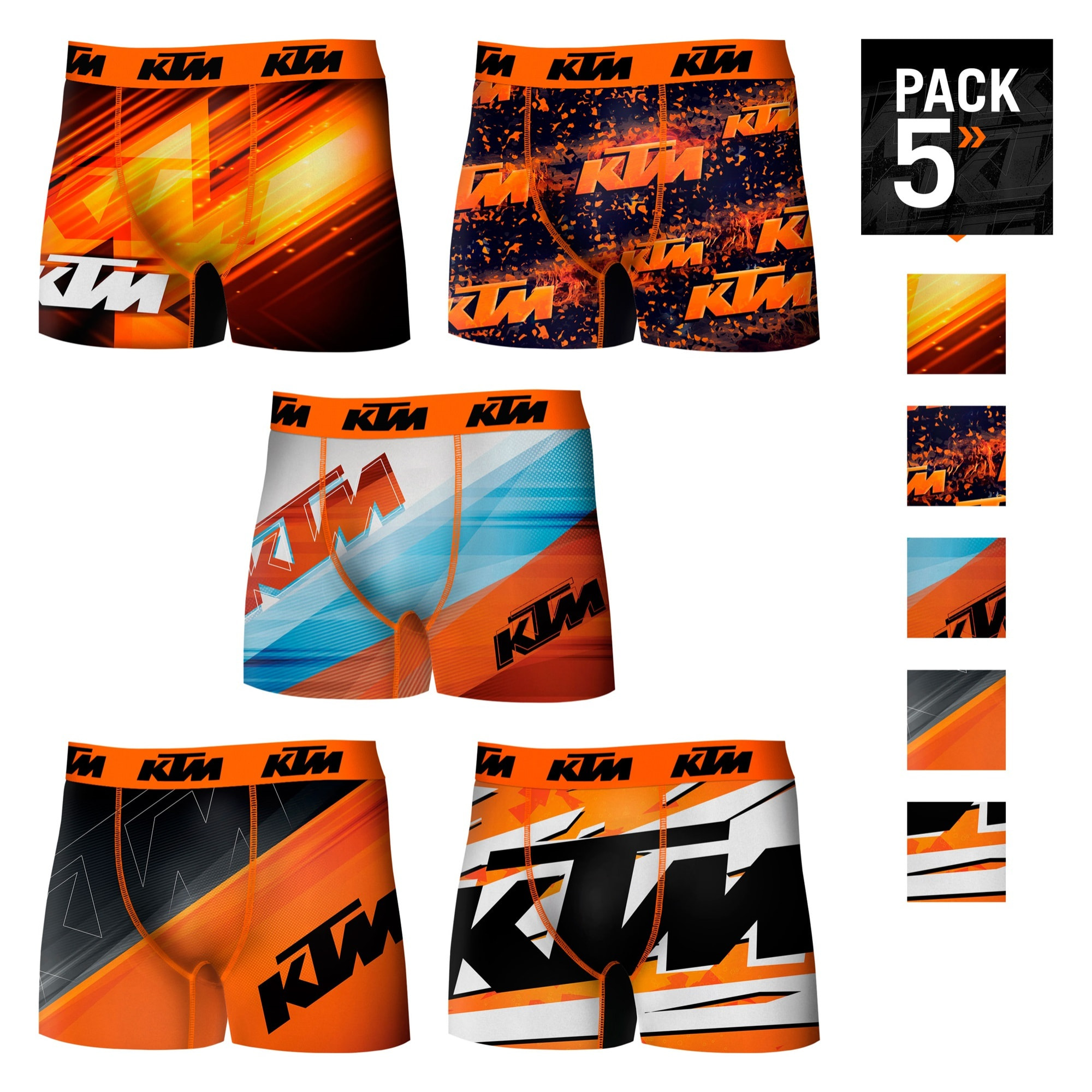 Pack 5 calzoncillos KTM Motorbike para hombre