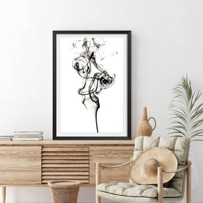 Poster smoke the dancer Affiche + cadre en bois - Noir