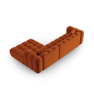 Canapé d'angle droit modulable "Clotilde" 4 places en velours terracotta