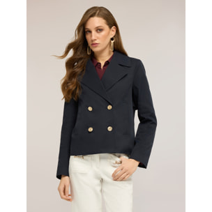 Motivi - Trench corto doble botonadura en tafetán - Azul