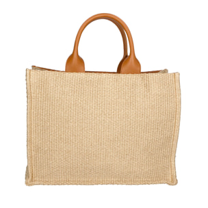 Borsa a mano da donna - Modello False - Misto pelle e tessuto - 31.0 x 41.5 x 15.5 cm