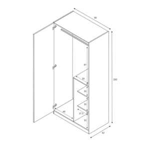 Guardaroba Manchester, Armadio per cameretta, Mobile a 3 ante e 3 ripiani con barra appendiabiti, cm 90x52h200, Bianco e Verde acqua