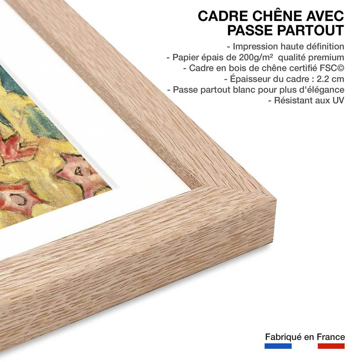 Poster La femme à l'éventail - Gustav Klimt Affiche sous cadre bois
