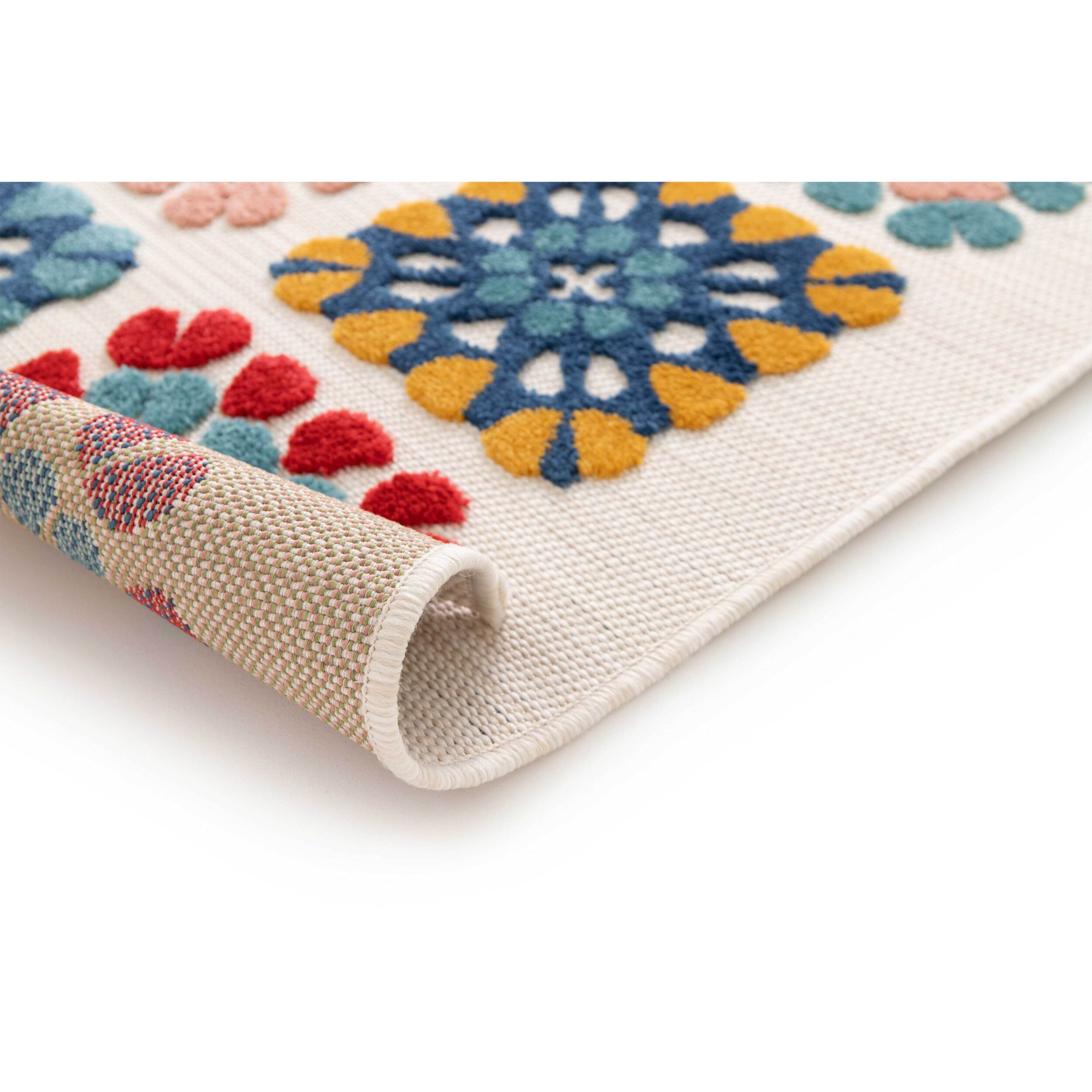 MILA Alfombra geomÃ©trica con relieve de exterior-interior multicolor, varias medidas disponibles.