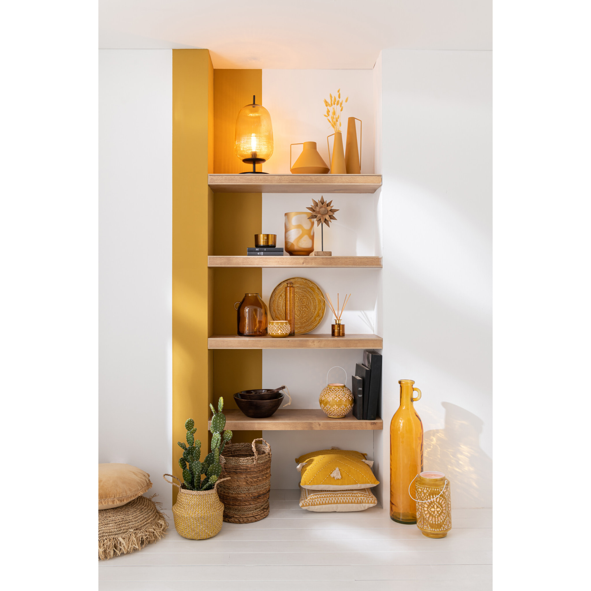 J-Line vase Bouteille Cylindre - verre - ocre - 75 cm de hauteur