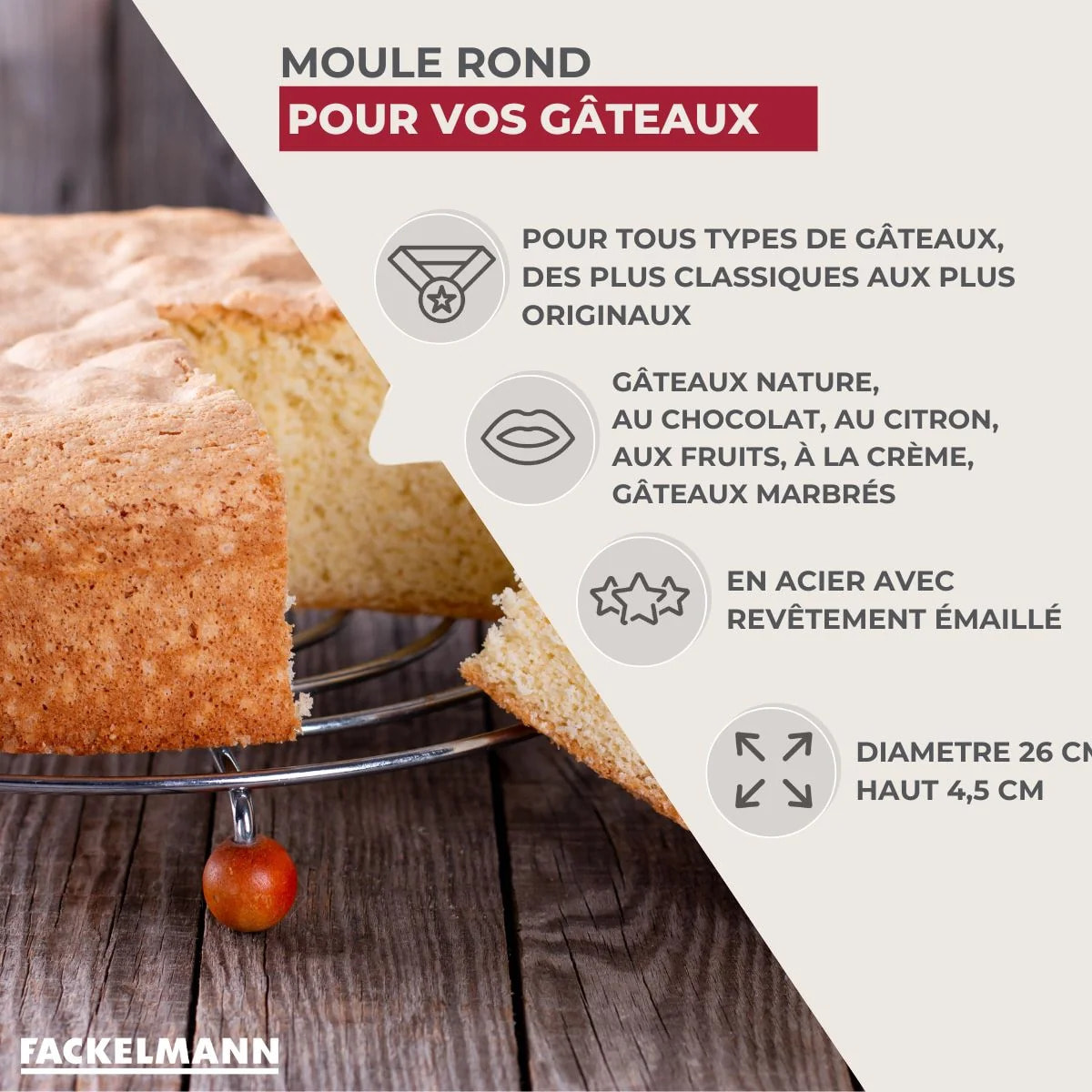 Moule à manqué émaillé 26 cm Fackelmann