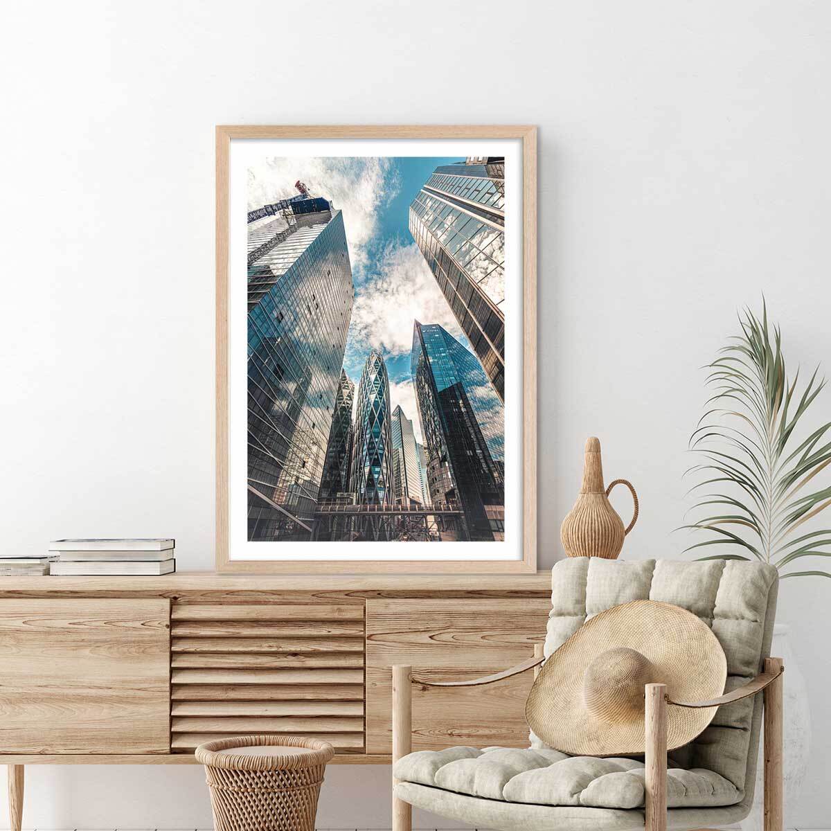 Affiche photo paris quartier la defense Affiche + cadre en bois - Chêne
