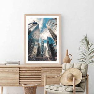 Affiche photo paris quartier la defense Affiche + cadre en bois - Chêne