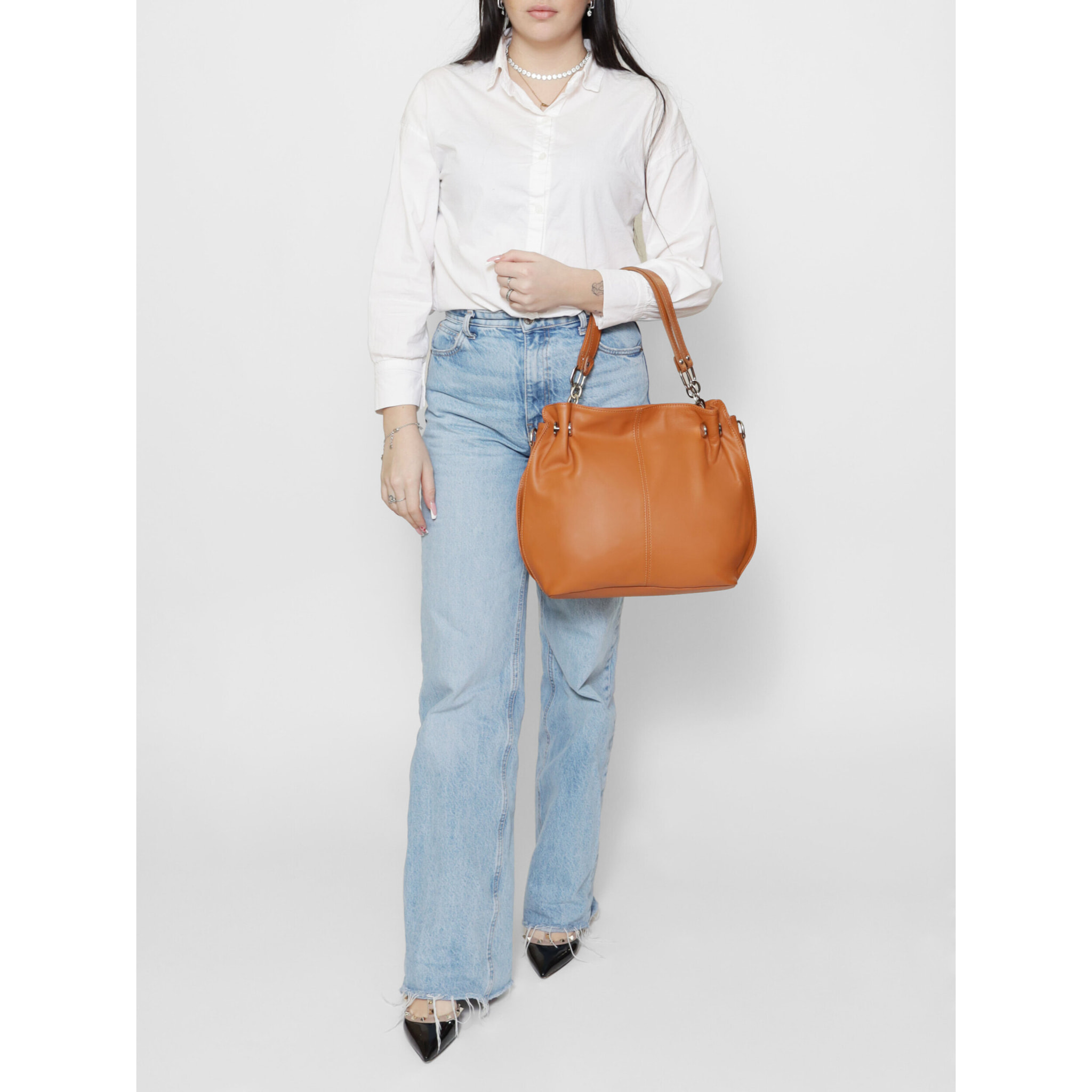 Borsa a mano da donna Made in Italy - Modello Ereba - 100% pelle - 38.0 x 30.0 x 12.0 cm