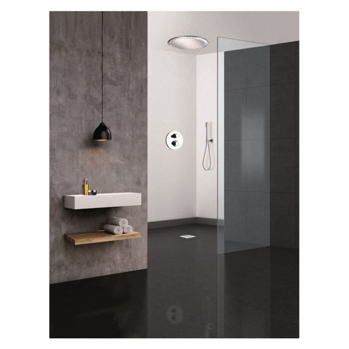 Païni : Ensemble thermostatique à encastrer Rain Light Techno Cromo