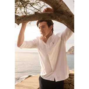 Camisa oxford blanca de corte regular y logo Rigby Go
