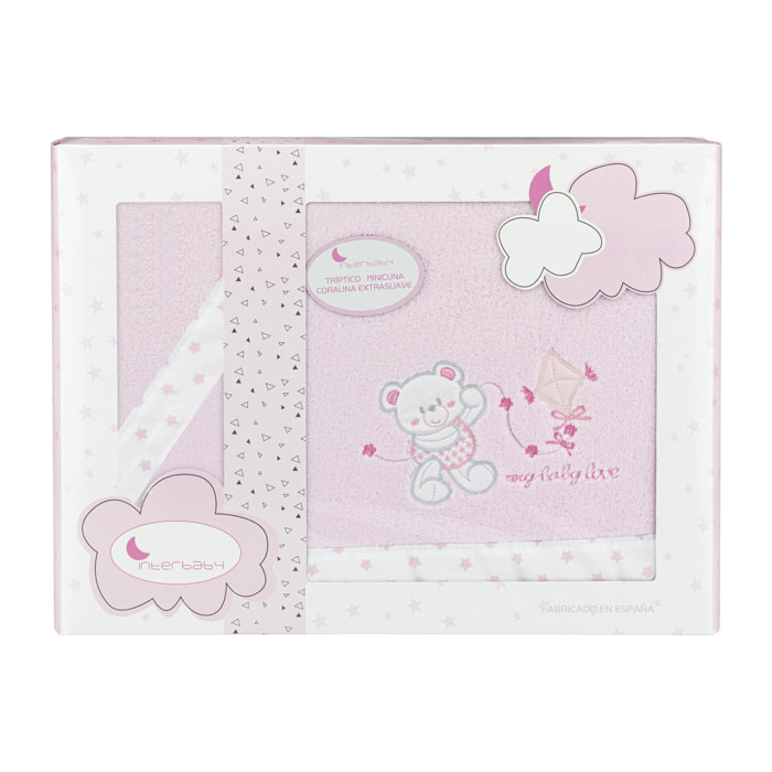 Juego 3 Pcs Minicuna Coralina Mod Baby Love Rosa