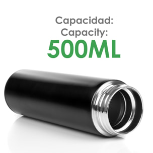 Thermo sportivo da 500ml con indicatore di temperatura intelligente. Bottiglia d'acqua isolata sottovuoto, fino a 12 ore di mantenimento del calore.