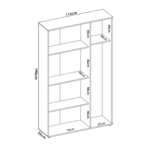 Armadio multiuso Sillano, Mobile multifunzione portascope, Guardaroba a 3 ante, 116x35h190 cm, Bianco