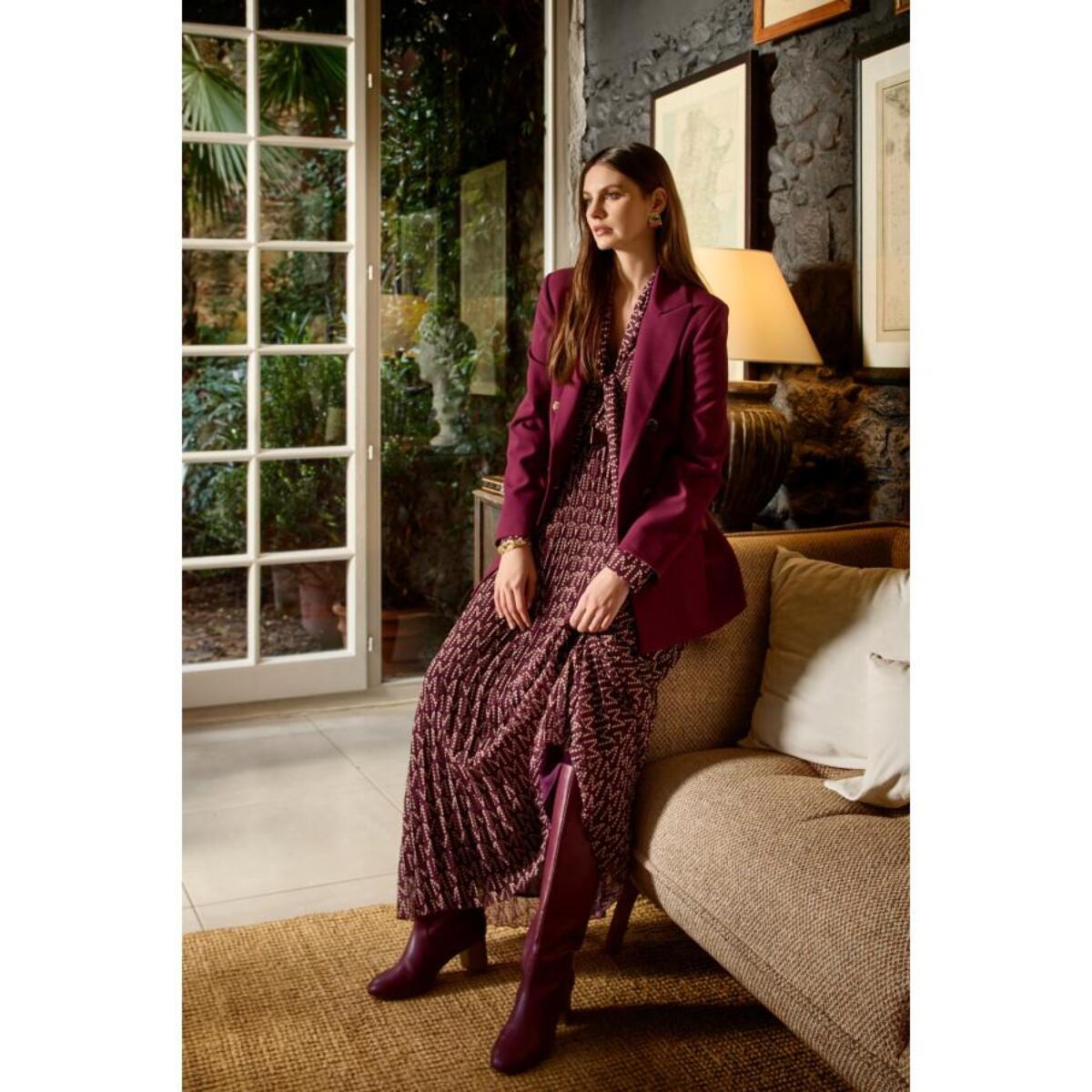 Abito Lungo Plissettato con Logo