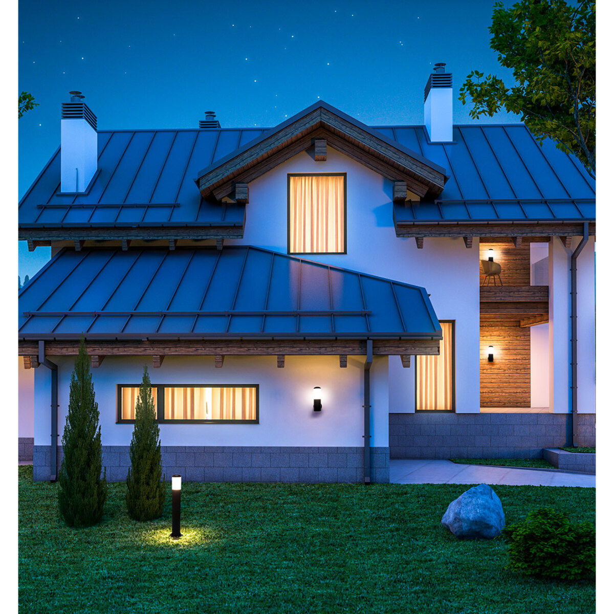 Forlight Baliza Ip44 Indoo E27 15W Negro