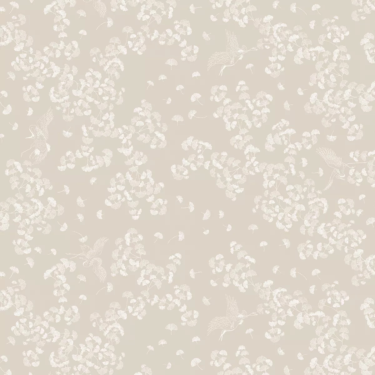 Nappe pur coton motif jacquard beige Mille ginkos naturel