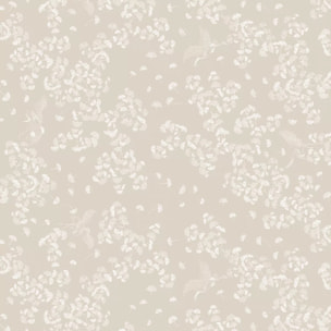 Nappe pur coton motif jacquard beige Mille ginkos naturel