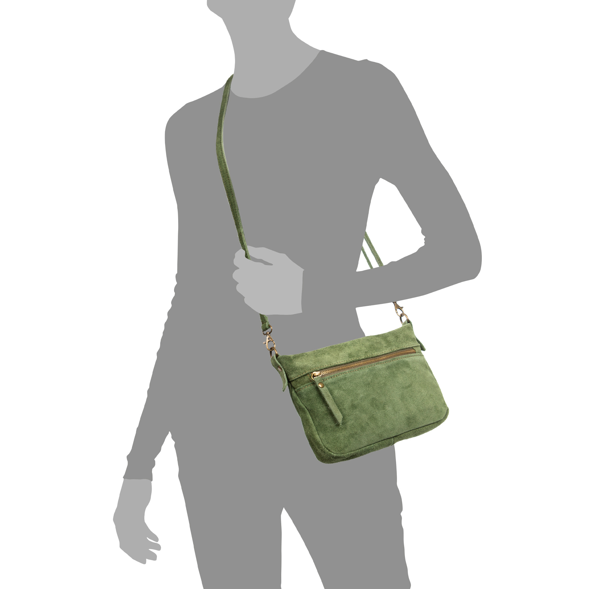 Arre bolso bandolera mujer. Piel auténtica Gamuza.