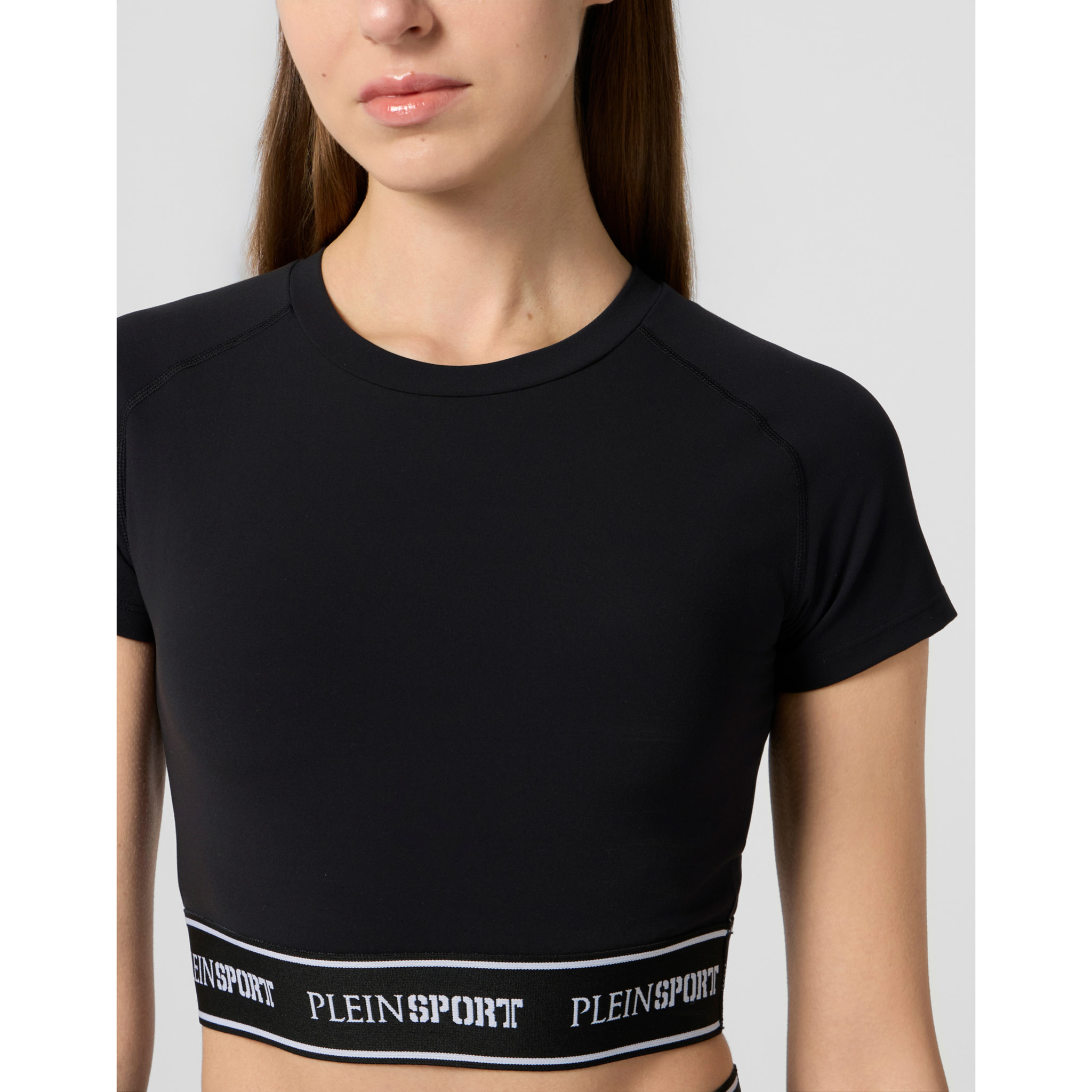 PLEIN SPORT Fleece Cropped T-Shirt